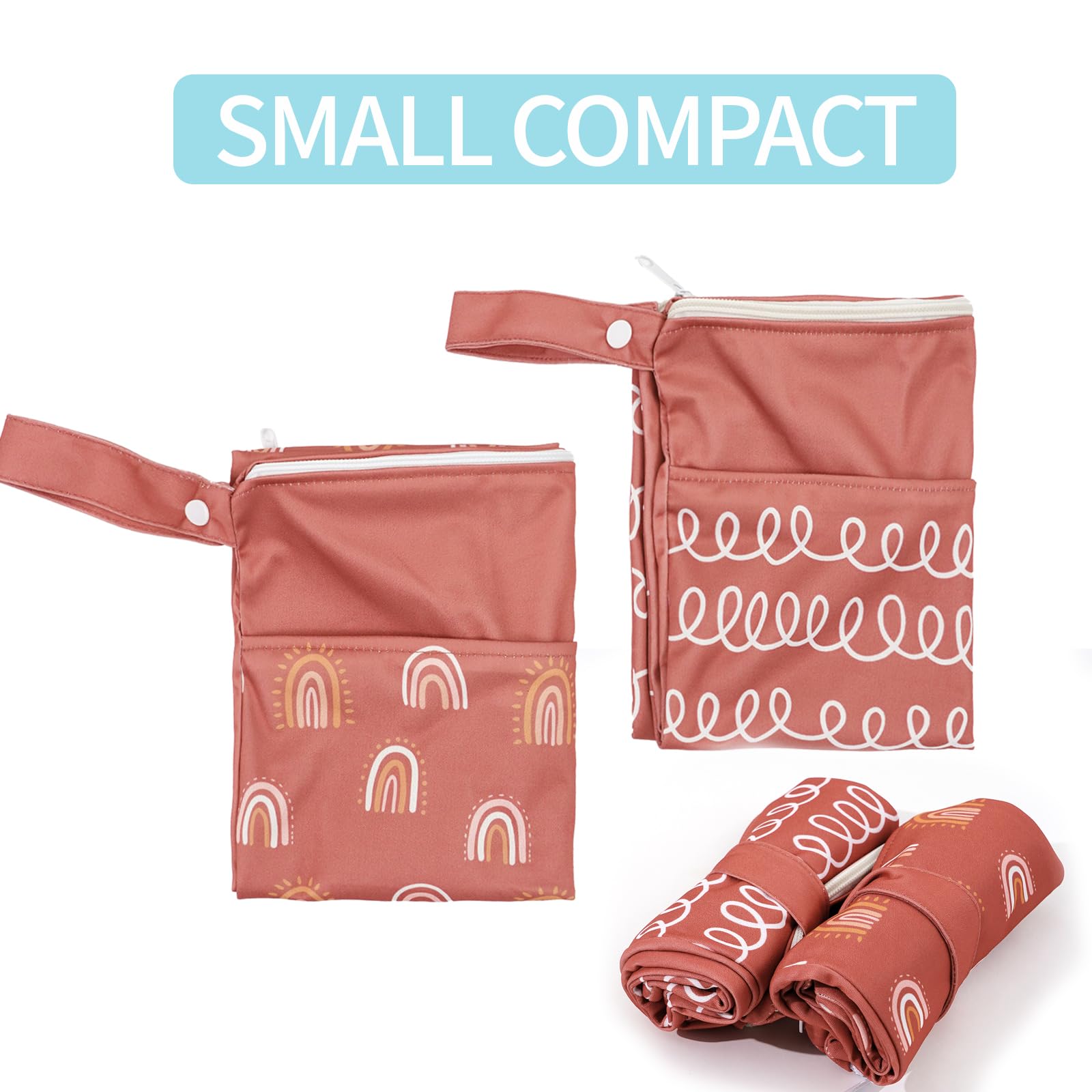 CoolaPeach wet bag with snap strap attaches to stroller for hands-free outings
