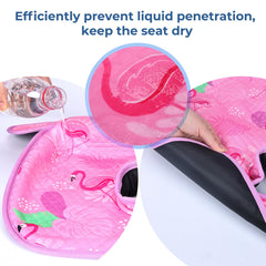 COOLBEBE double-layer waterproof liner in pinkish purple keeps car seats dry after leaks.