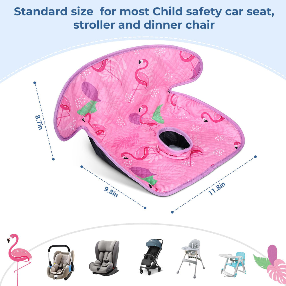 COOLBEBE machine-washable pad in pinkish purple simplifies cleanup after trips.
