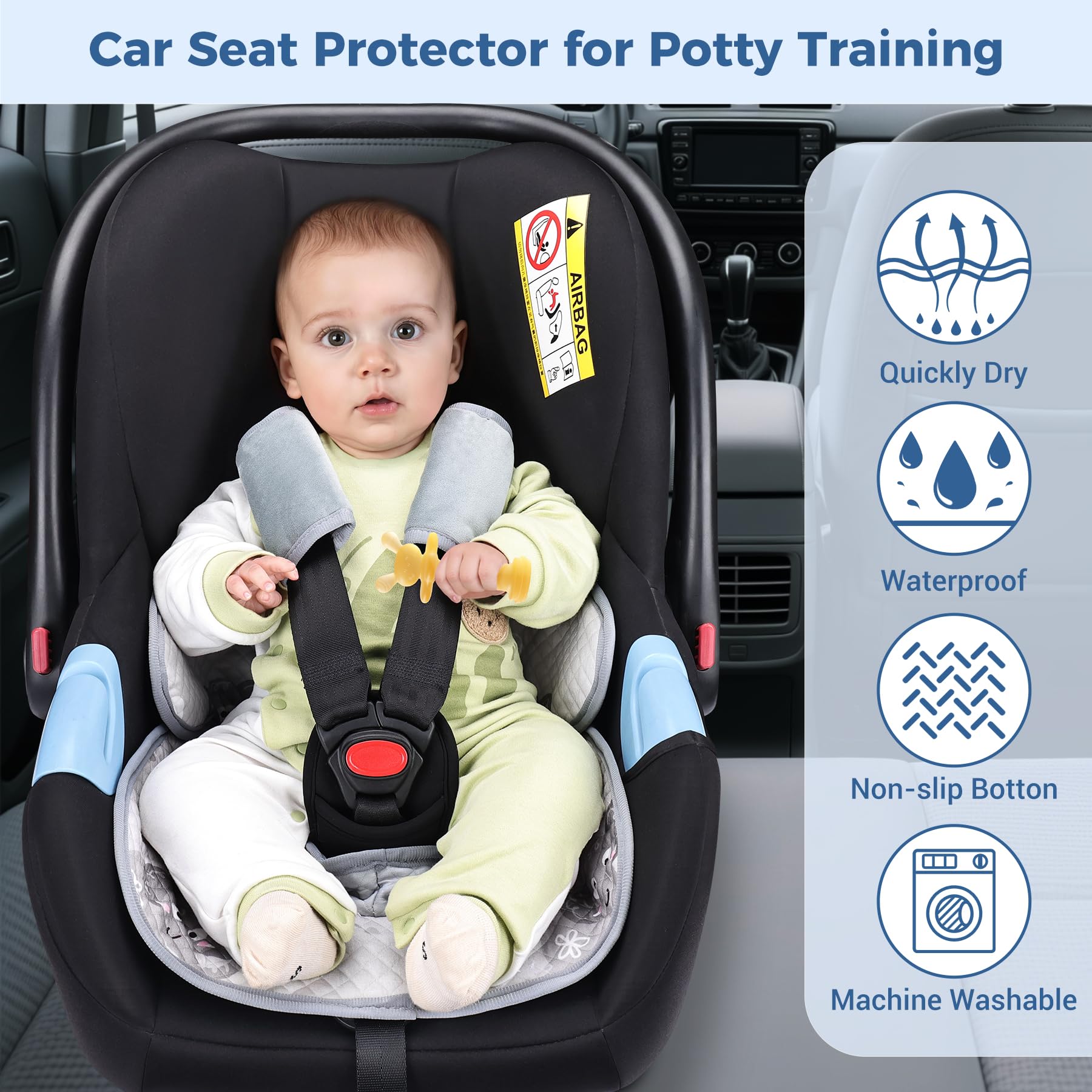 COOLBEBE non-slip protector with deep edges stays securely in place.