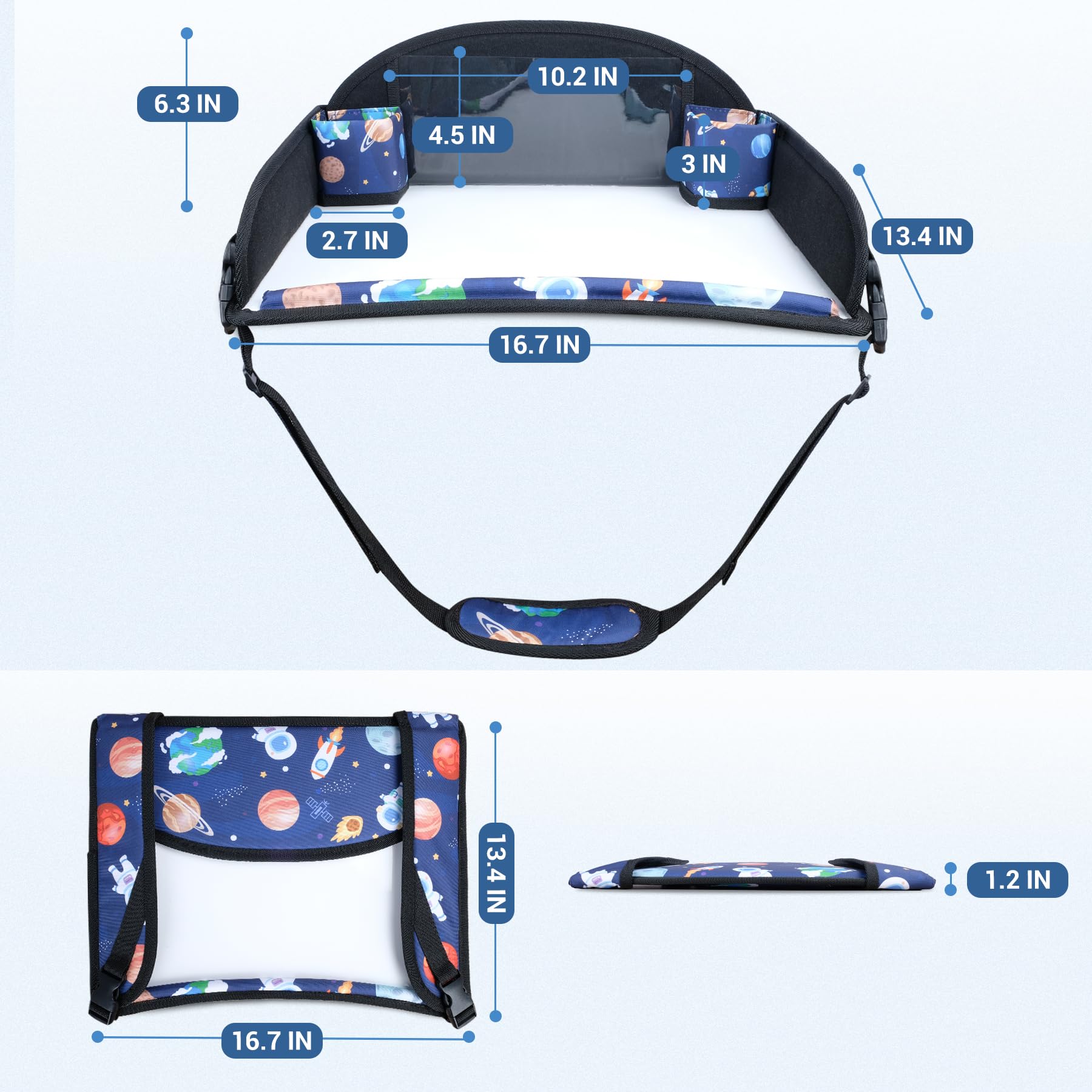 COOLBEBE travel tray blue space accessories pack included for travel.