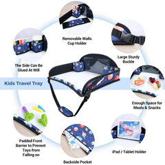 COOLBEBE travel tray blue space folded, compact and easy to store.