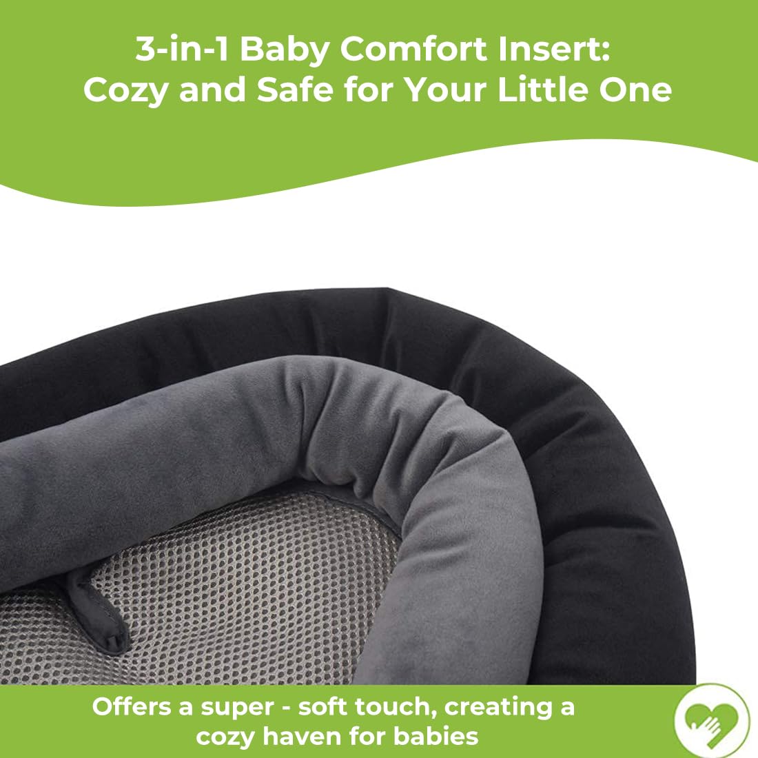 COOLBEBE breathable mesh panel with plush layer for gentle support.