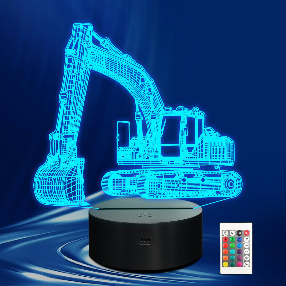 CoolGift Mart Excavator 3D Night Light aura creating calming bedtime ambiance
