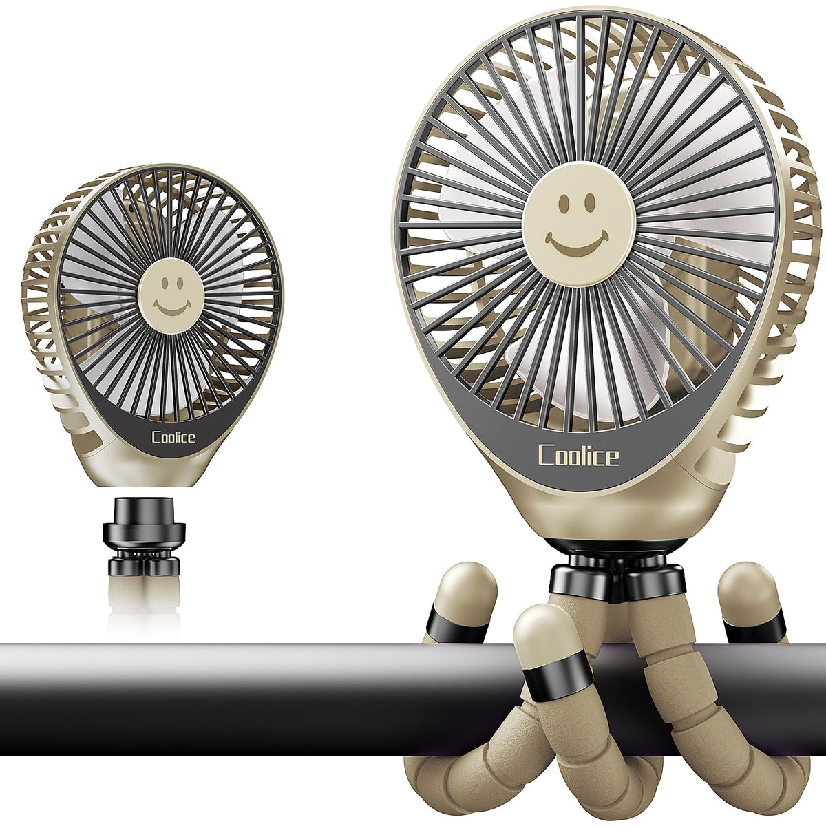 Coolice stroller fan clip-on with adjustable airflow for on-the-go cooling.