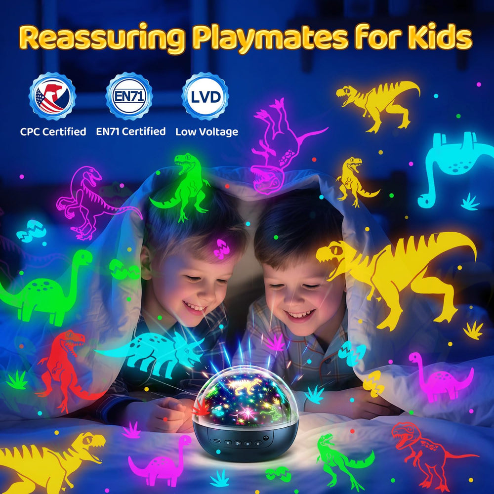 COOLNIGHT 360-degree rotating dino enhances dynamic room decor.