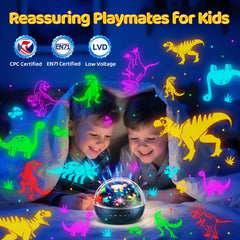 COOLNIGHT 360-degree rotating dino enhances dynamic room decor.