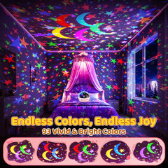 COOLNIGHT projector with 93 lighting effects and color options for mood variety.