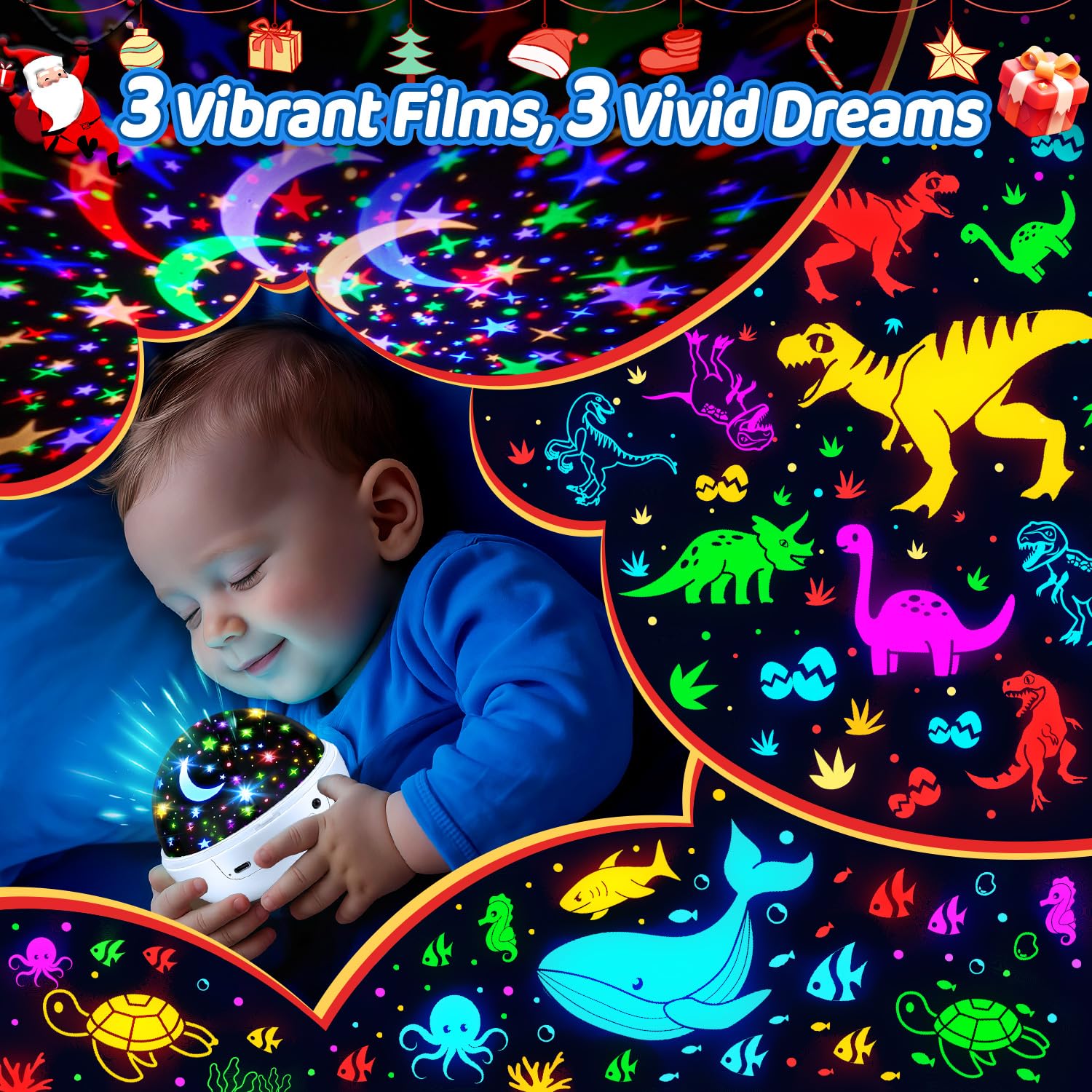 CoolNIGHT stars and moon films project calming scenes for bedtime.