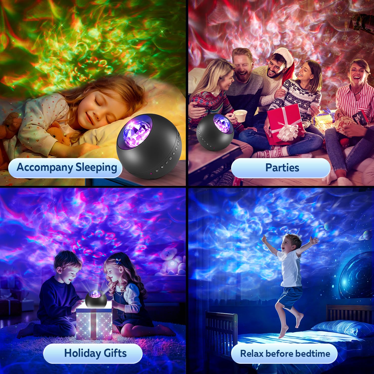 COOLNIGHT Galaxy Light Projector Bluetooth music adds a personal soundtrack while visuals move