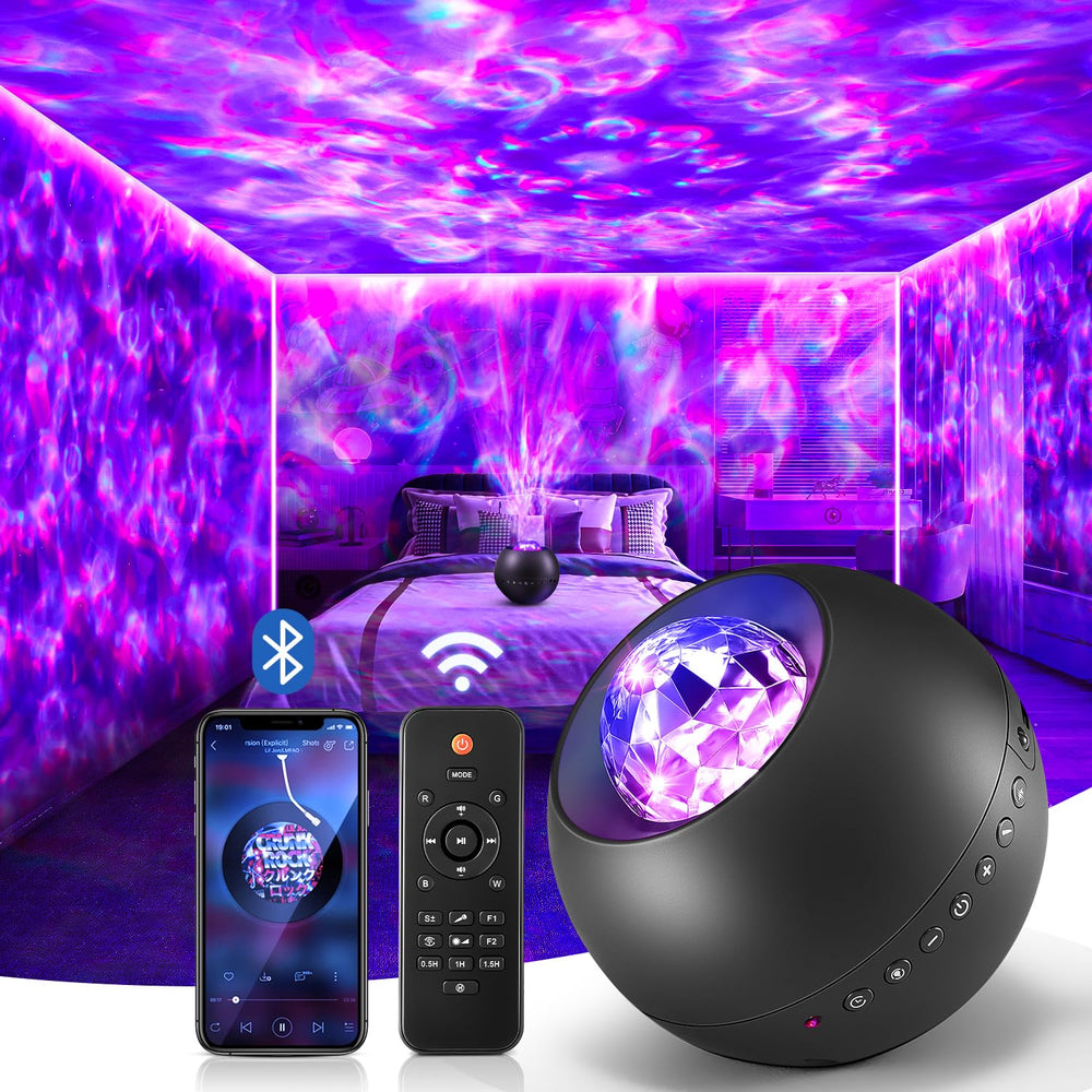 COOLNIGHT Galaxy Light Projector front view highlights 210 effects for dreamy bedroom ambience