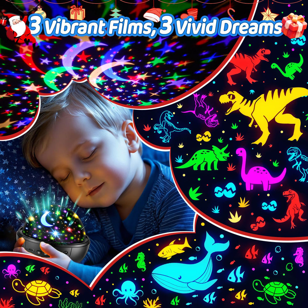 COOLNIGHT star projector with 93 lighting and 3 films brightens kid's ceiling.