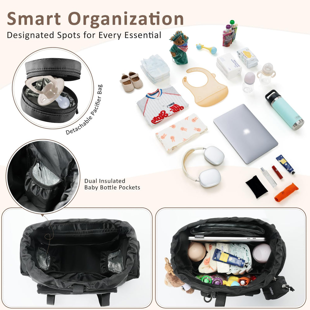 CoolREX pacifier case attached to exterior for quick reach
