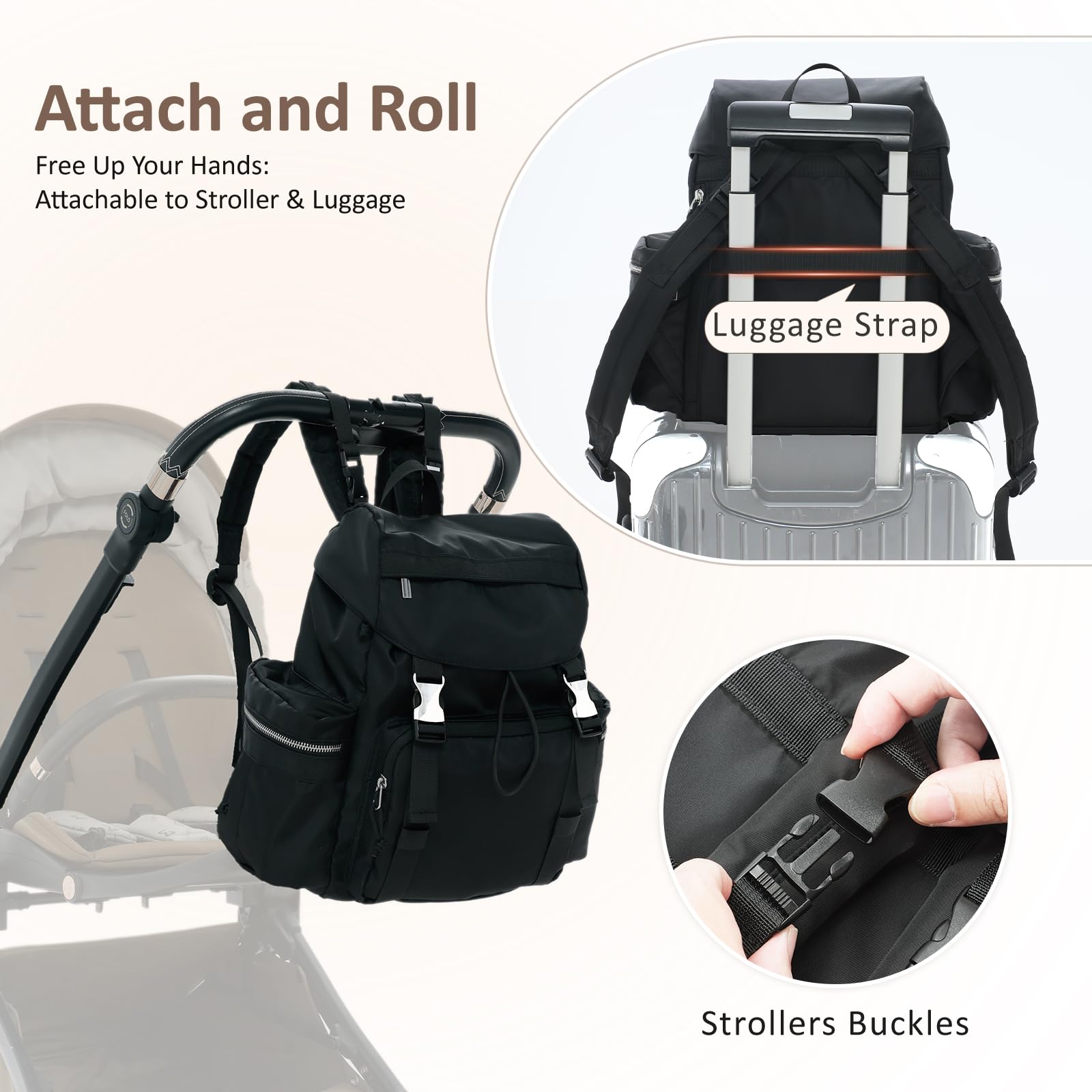 CoolREX stroller straps shown for hands-free transport