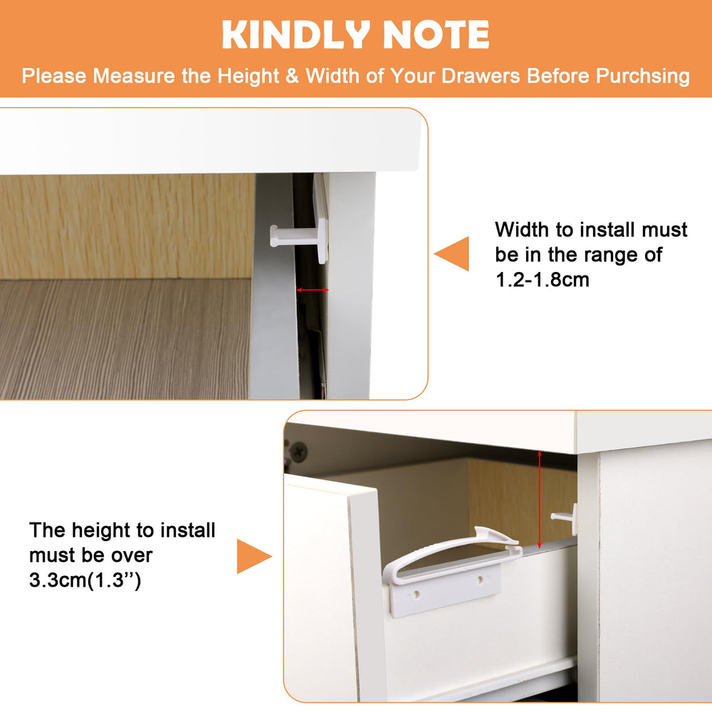 Coolrunner adhesive drawer lock on a smooth drawer edge demonstrates durable bonding.