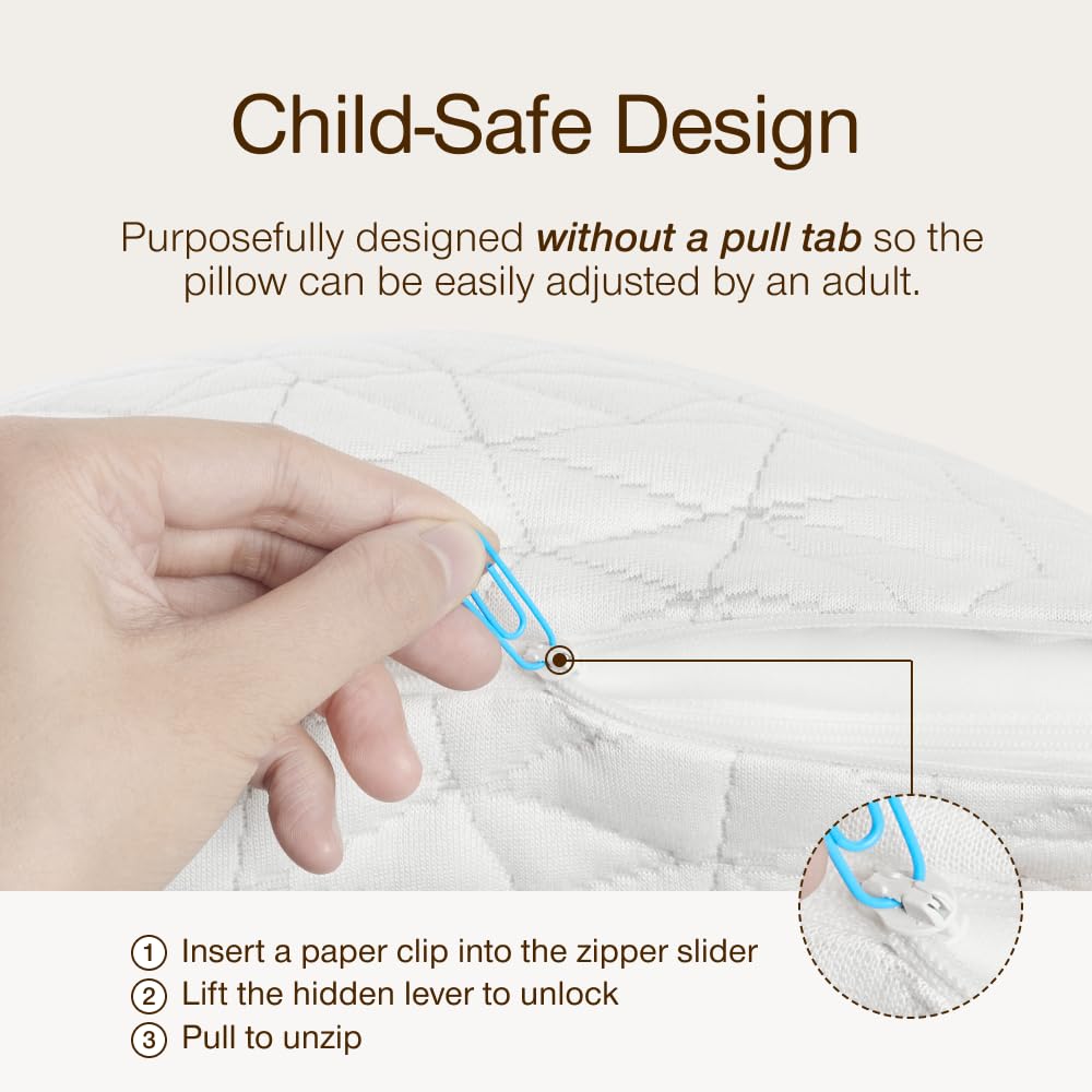 Coop Home Goods toddler pillow memory foam-fill close-up showing support