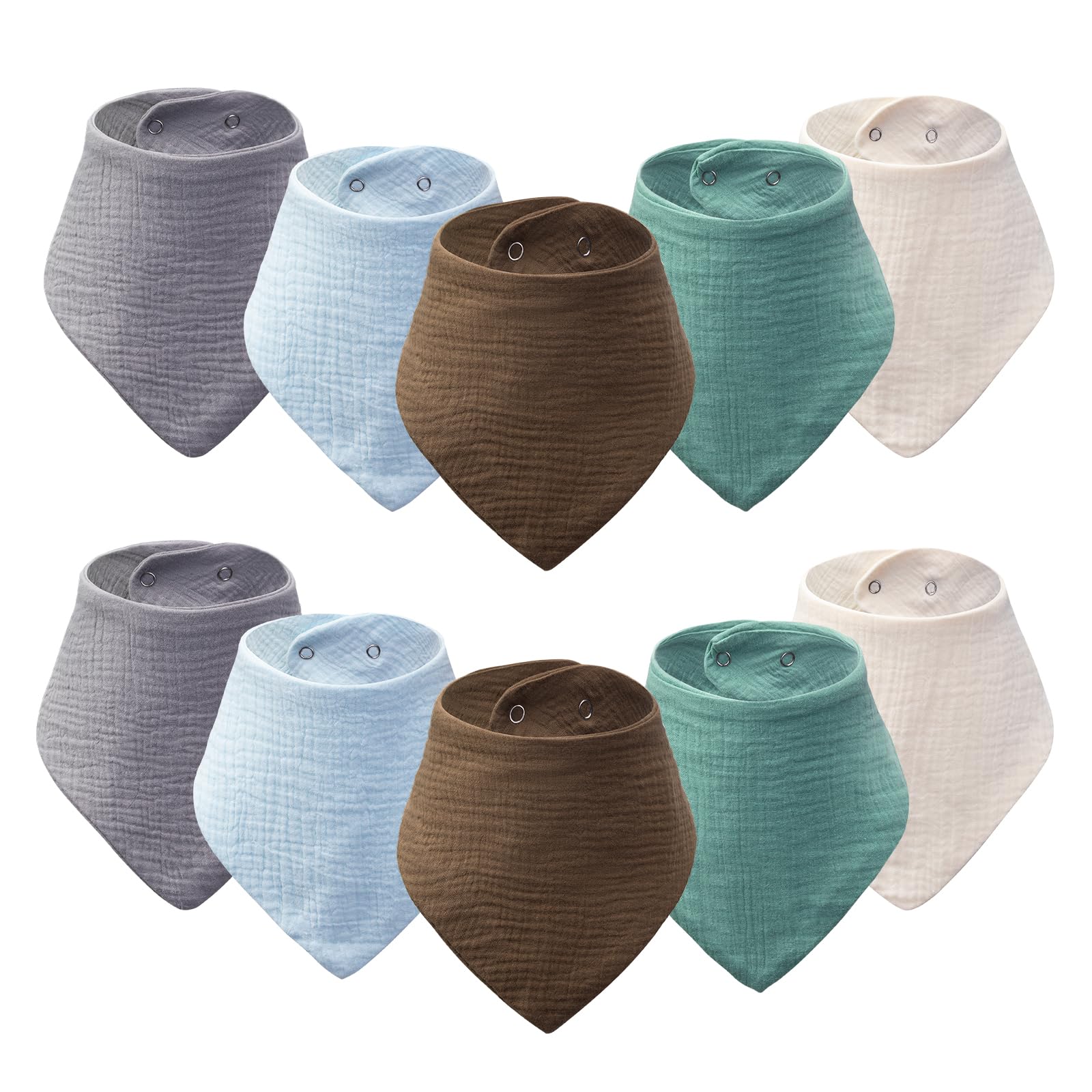 COOROBIN 10-pack drool bibs front view shows absorbent cotton for daylong dryness