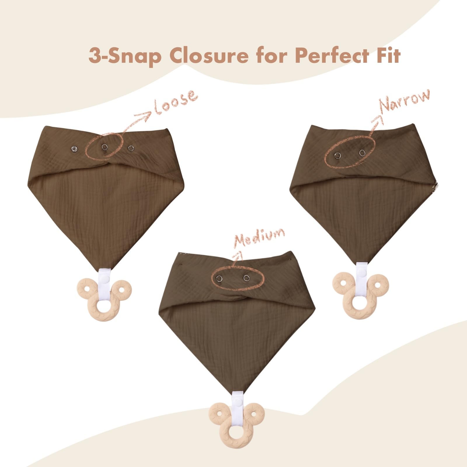 COOROBIN 100% cotton bibs provide soft comfort during drool and meals
