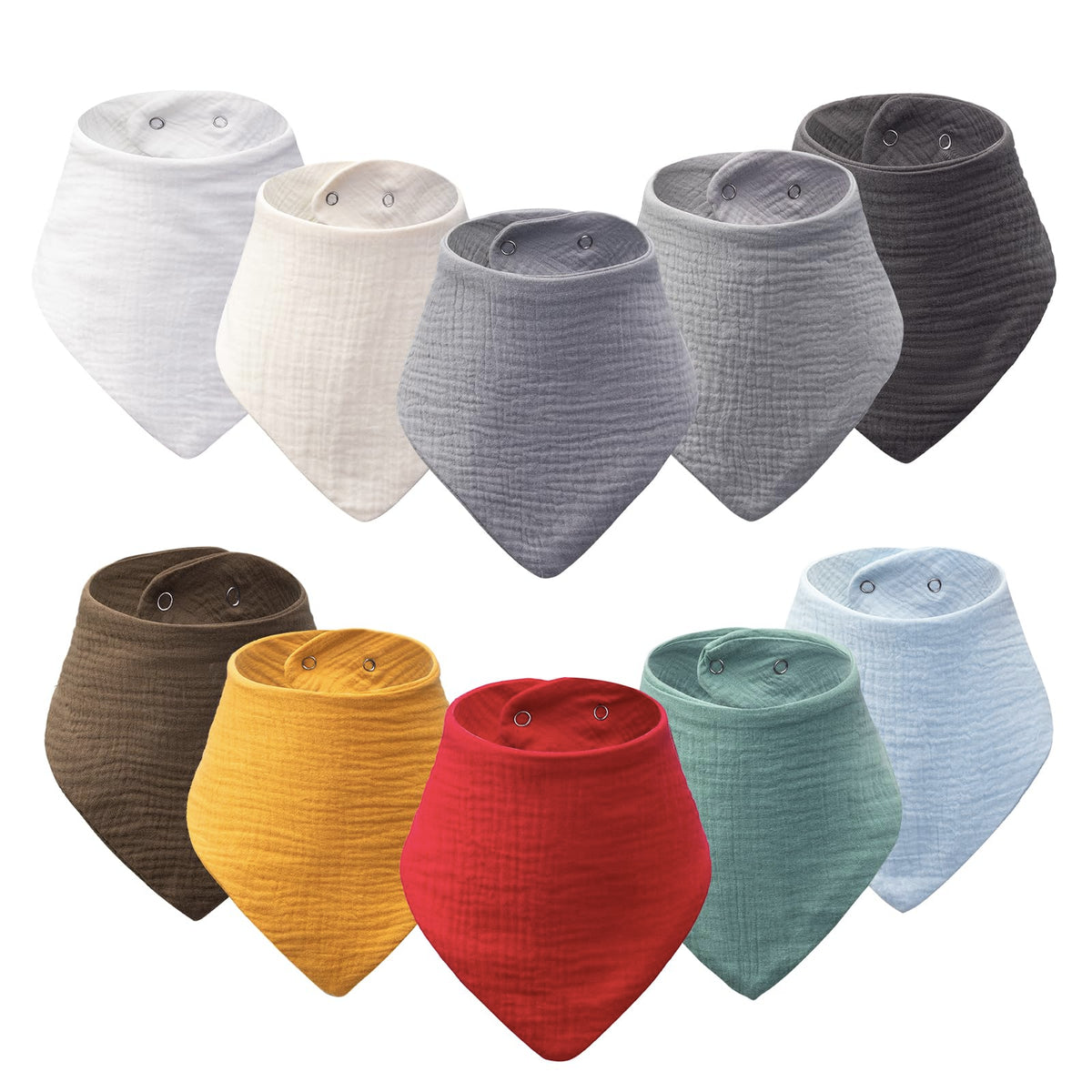 COOROBIN 10-pack drool bib close-up shows soft cotton and quick absorption for teething.