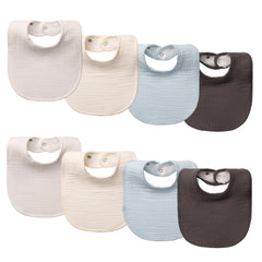 COOROBIN muslin baby bib front view with soft cotton for drool protection.