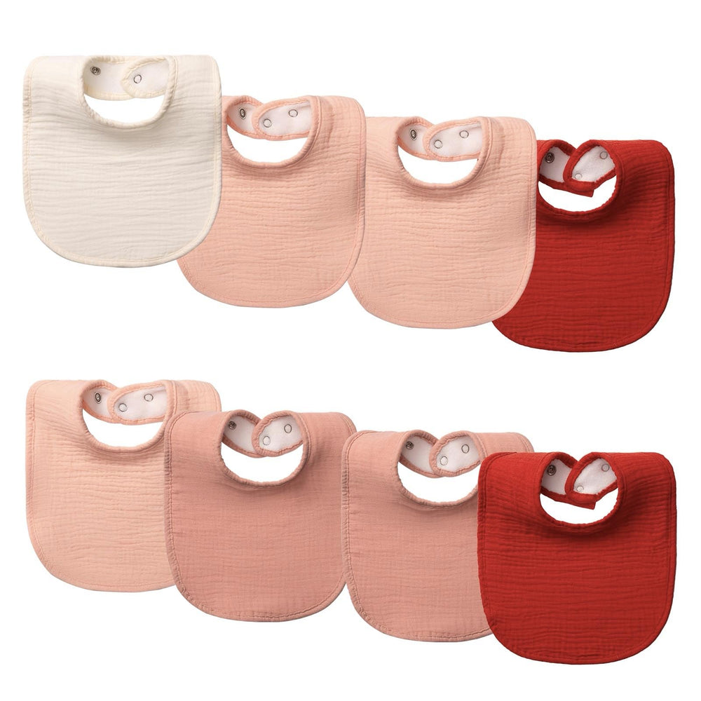 COOROBIN muslin baby bibs front view with soft cotton and quick-dry comfort