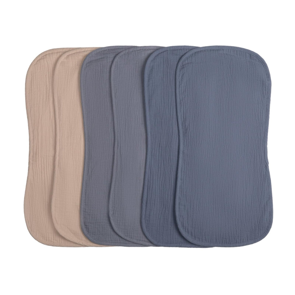 COOROBIN muslin burp cloths laid flat showing six-layer absorbency for heavy spit-ups.