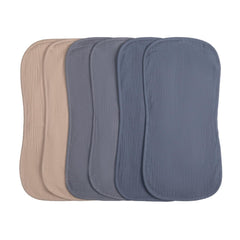 COOROBIN muslin burp cloths laid flat showing six-layer absorbency for heavy spit-ups.