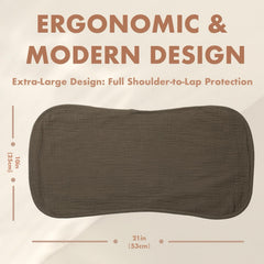 COOROBIN burp cloths on shoulder illustrate full-coverage protection.