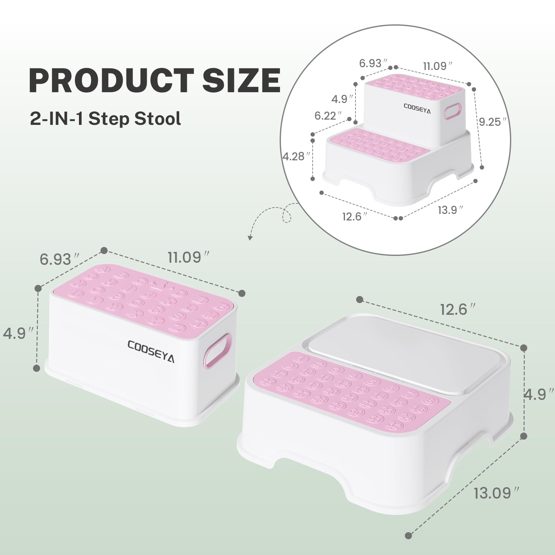 COOSEYA double-layer height increases reach for sinks and toilets.