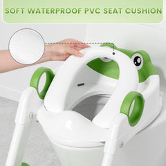 COOSEYA adjustable-height ladder shows six positions for perfect toilet fit.