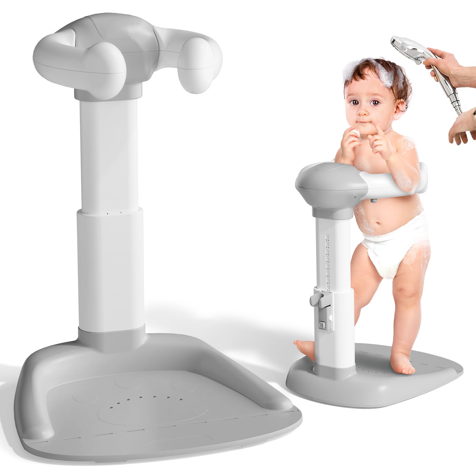 COOSEYA baby bath stand backrest supports a comfortable upright position during baths.