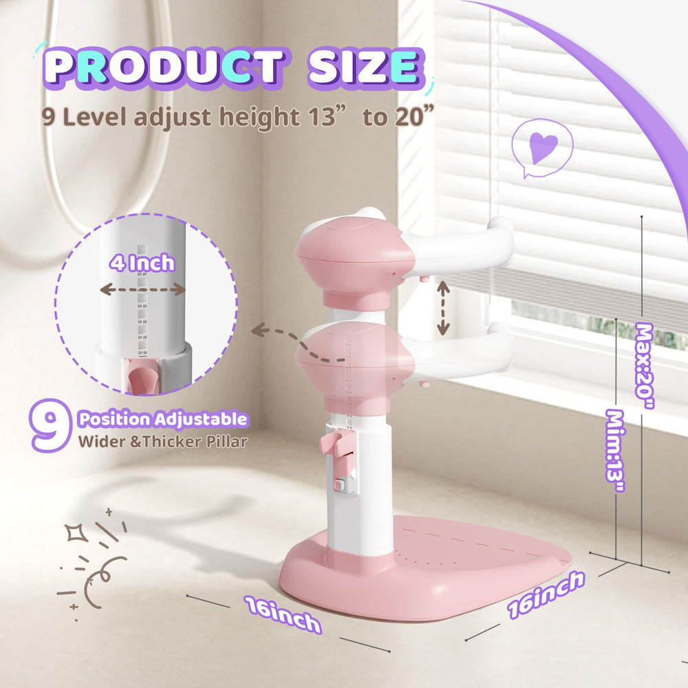 COOSEYA Stand demonstrates water drain holes to prevent pooling during baths.