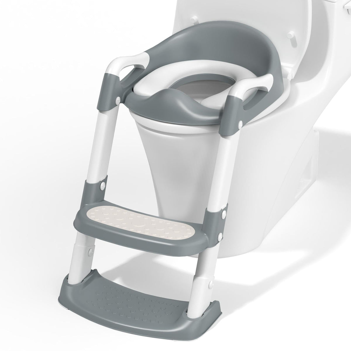COOSEYA potty training seat front view with safety handles for safe climbs.