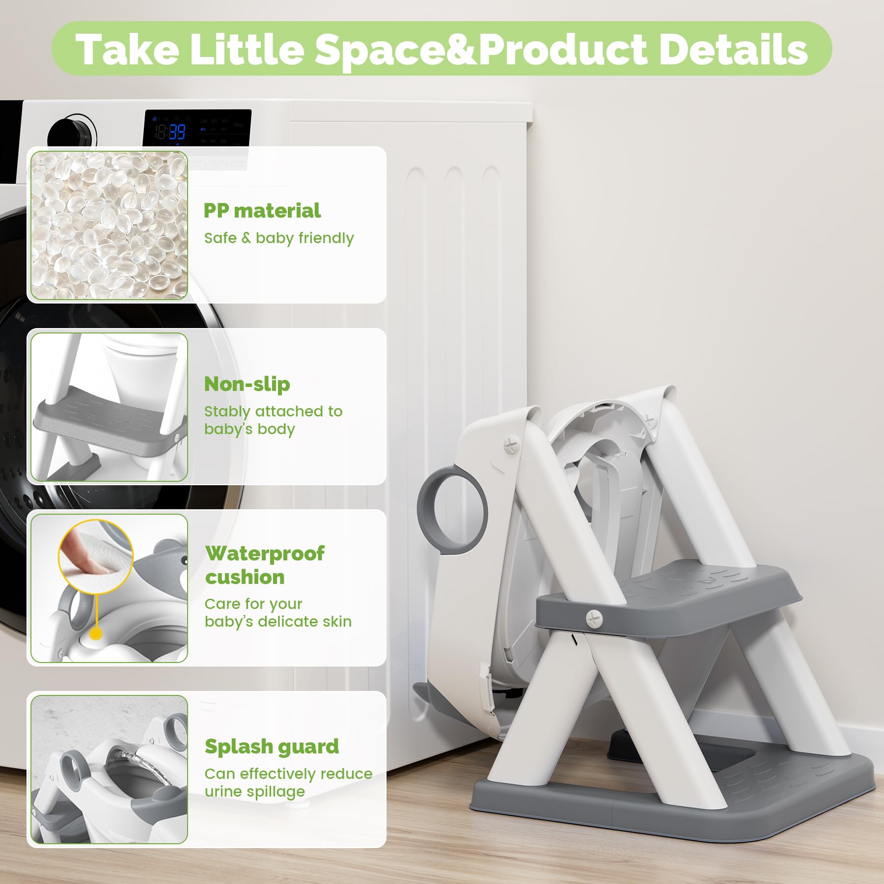 COOSEYA widened step surface provides extra room for toddlers to stand.