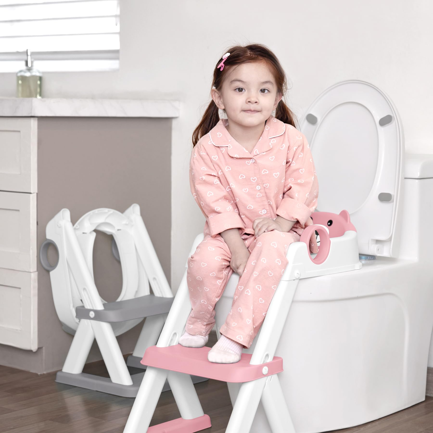 COOSEYA universal-fit toilet ladder works with standard and extended seats.