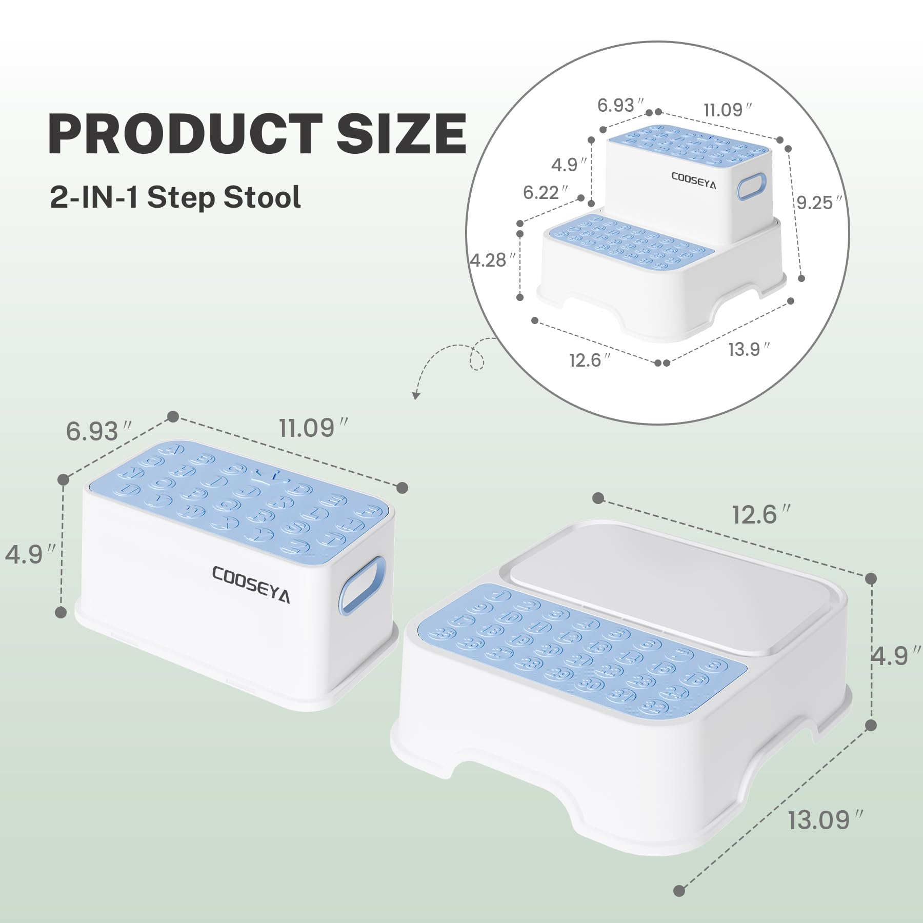 Lightweight COOSEYA stool blue is compact and portable for small spaces