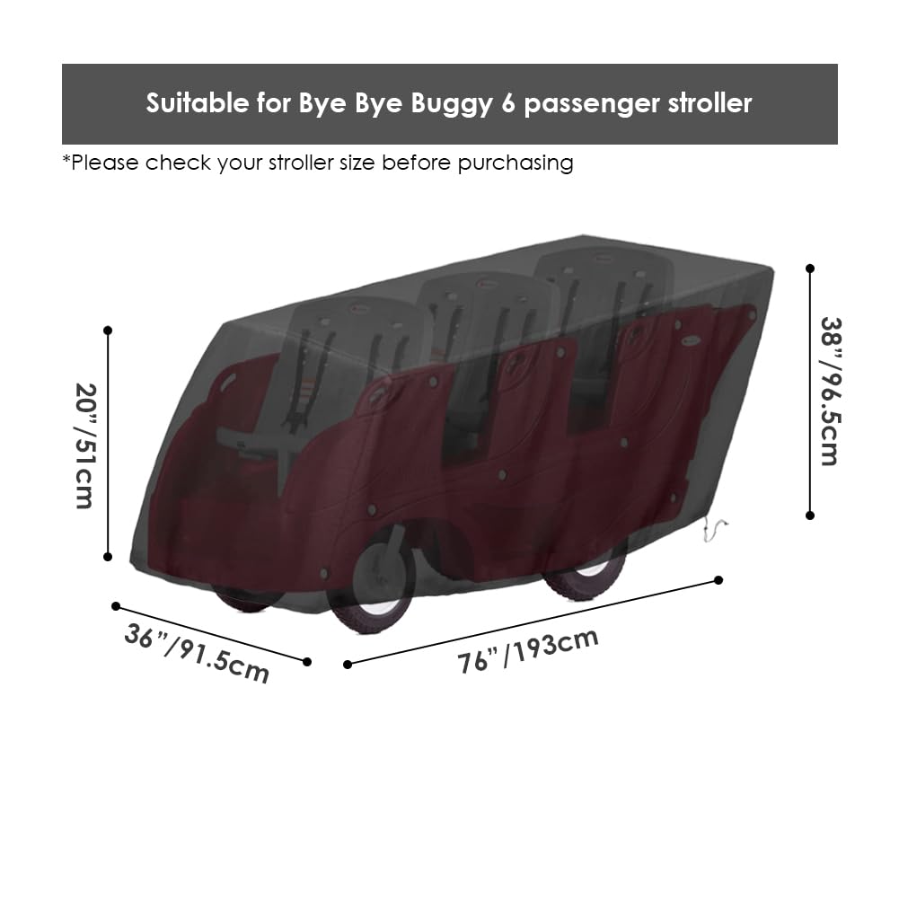 COOSOO size guide confirms compatibility with 6-passenger strollers.