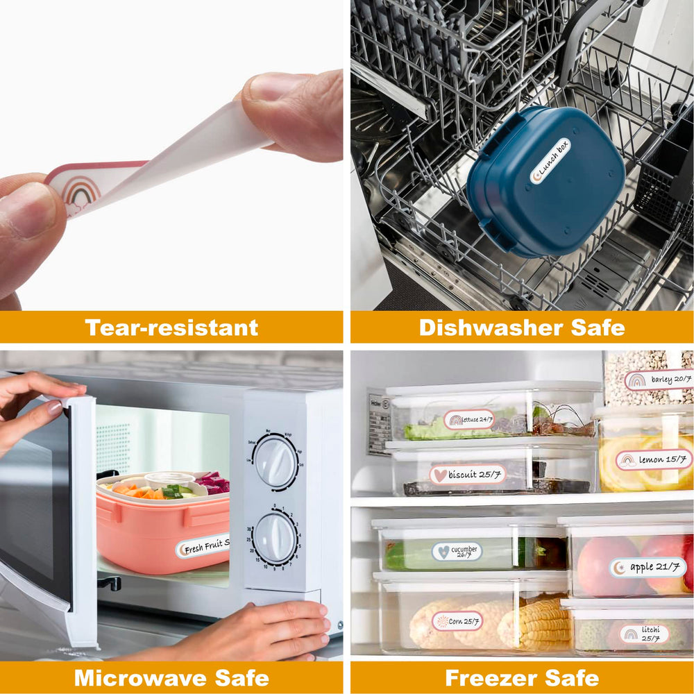 Coowayze removable labels peel cleanly, leaving no sticky residue after washing
