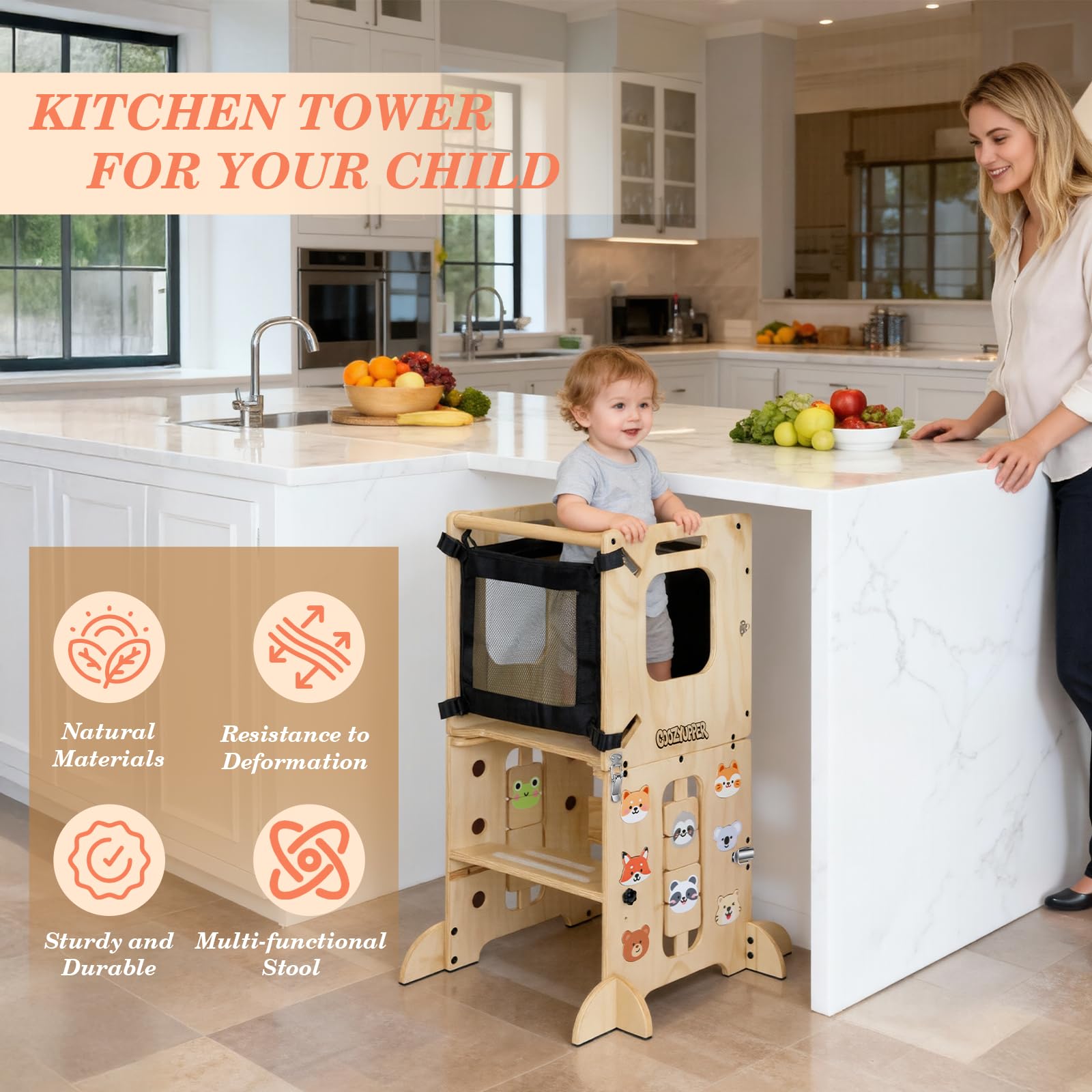 Coozyupper solid wood construction provides durable, sturdy support for everyday use.