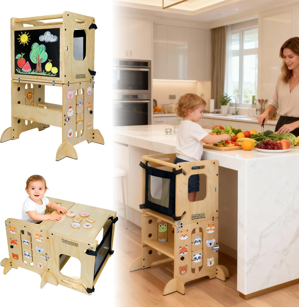 Coozyupper toddler kitchen stool folding for easy storage and versatile use.