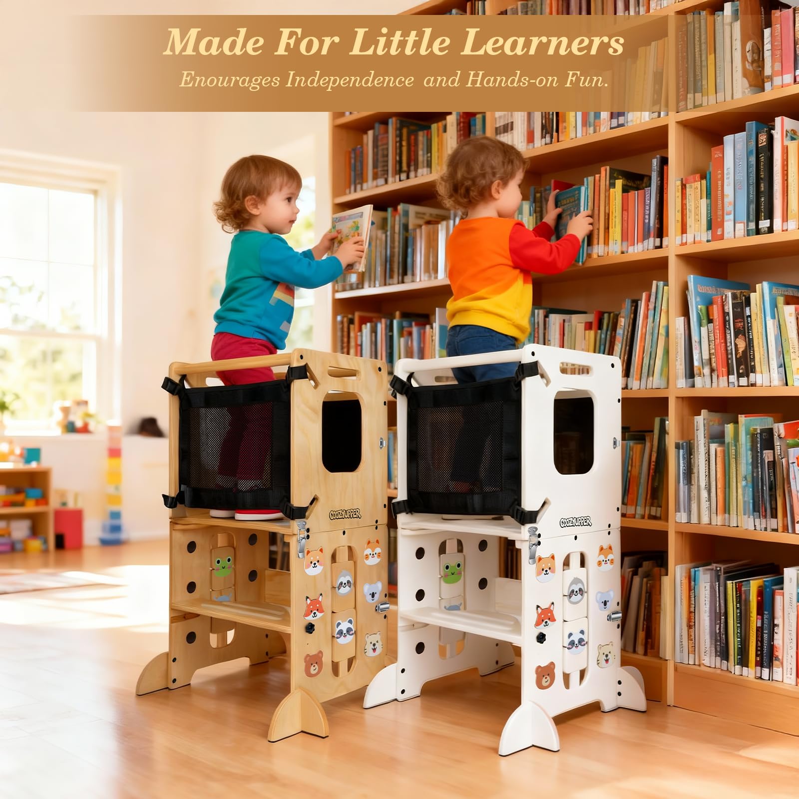 Coozyupper grows with your child from tower to table-chair configurations.
