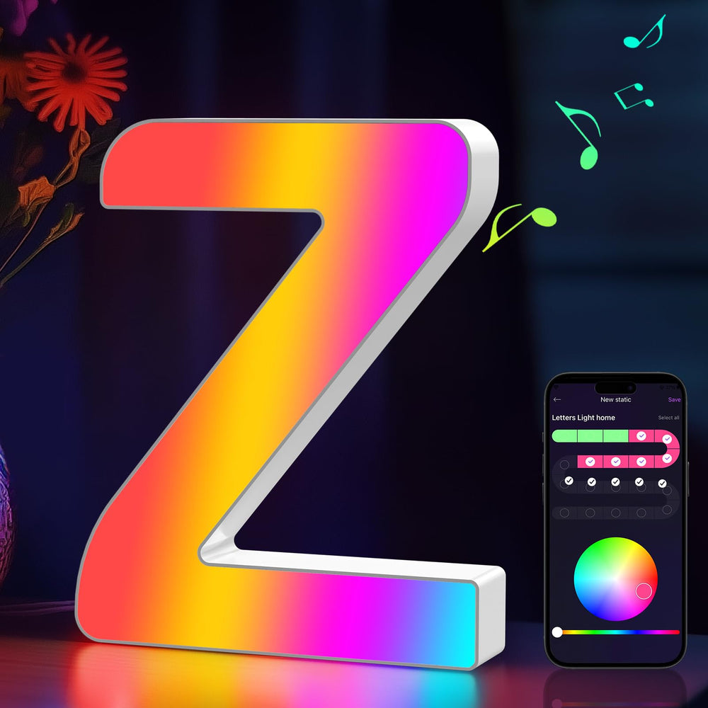 Coplsdors MRGB-Z LED letters glow on wall for vibrant home decor and personalized messages.