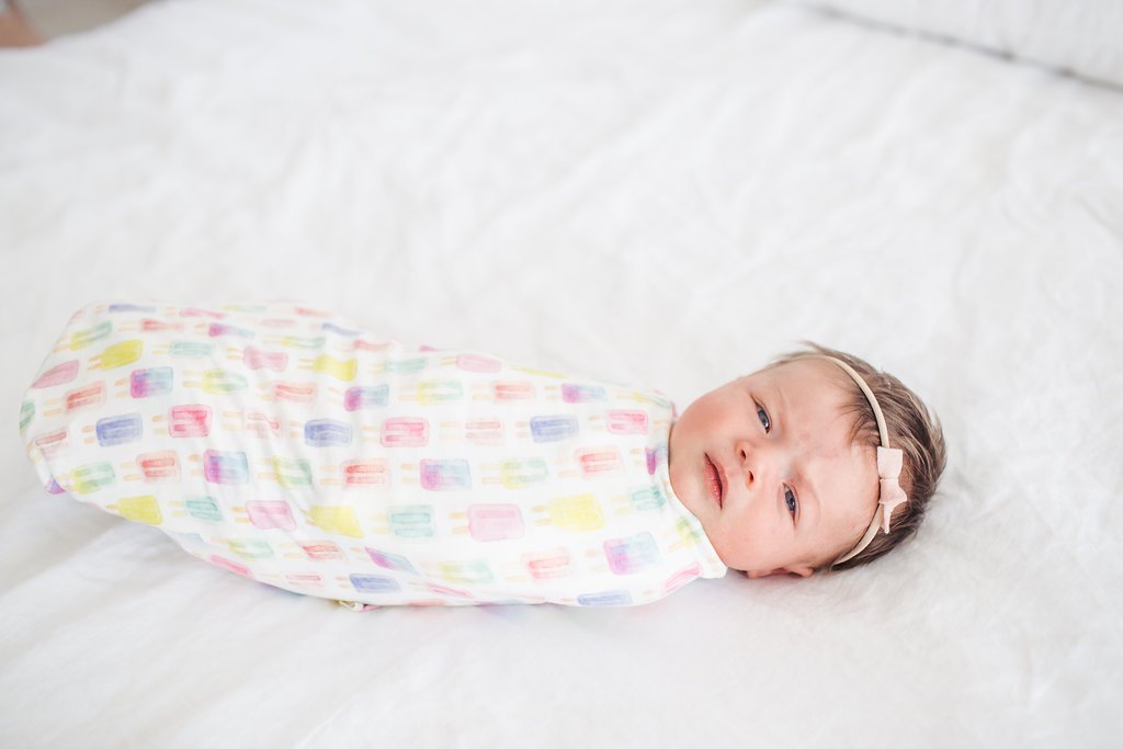 Copper Pearl 46x46 swaddle layout demonstrates generous size for growing babies