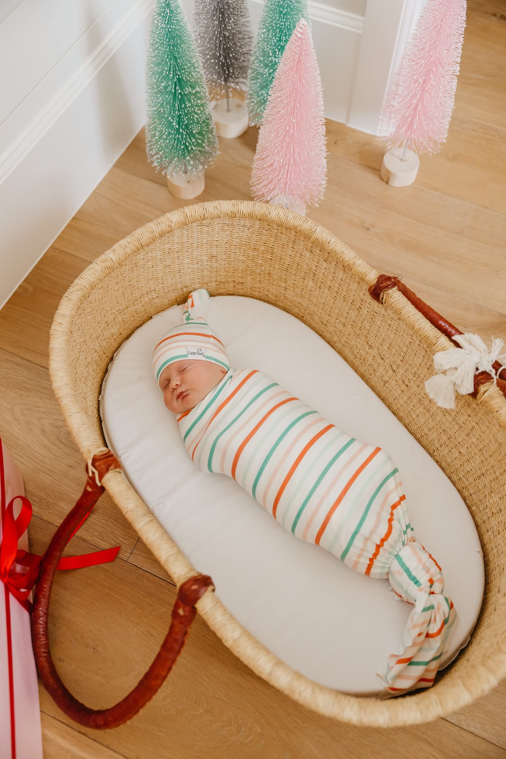 Copper Pearl 46x46 swaddle demonstrates generous size for growing babies.