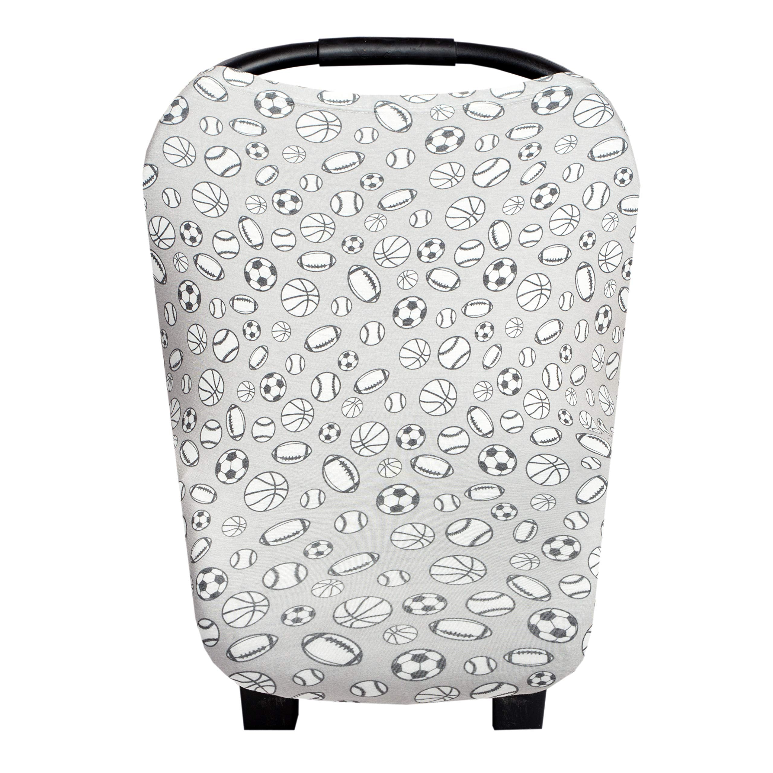 Copper Pearl 5-in-1 car seat cover used as nursing shield for privacy