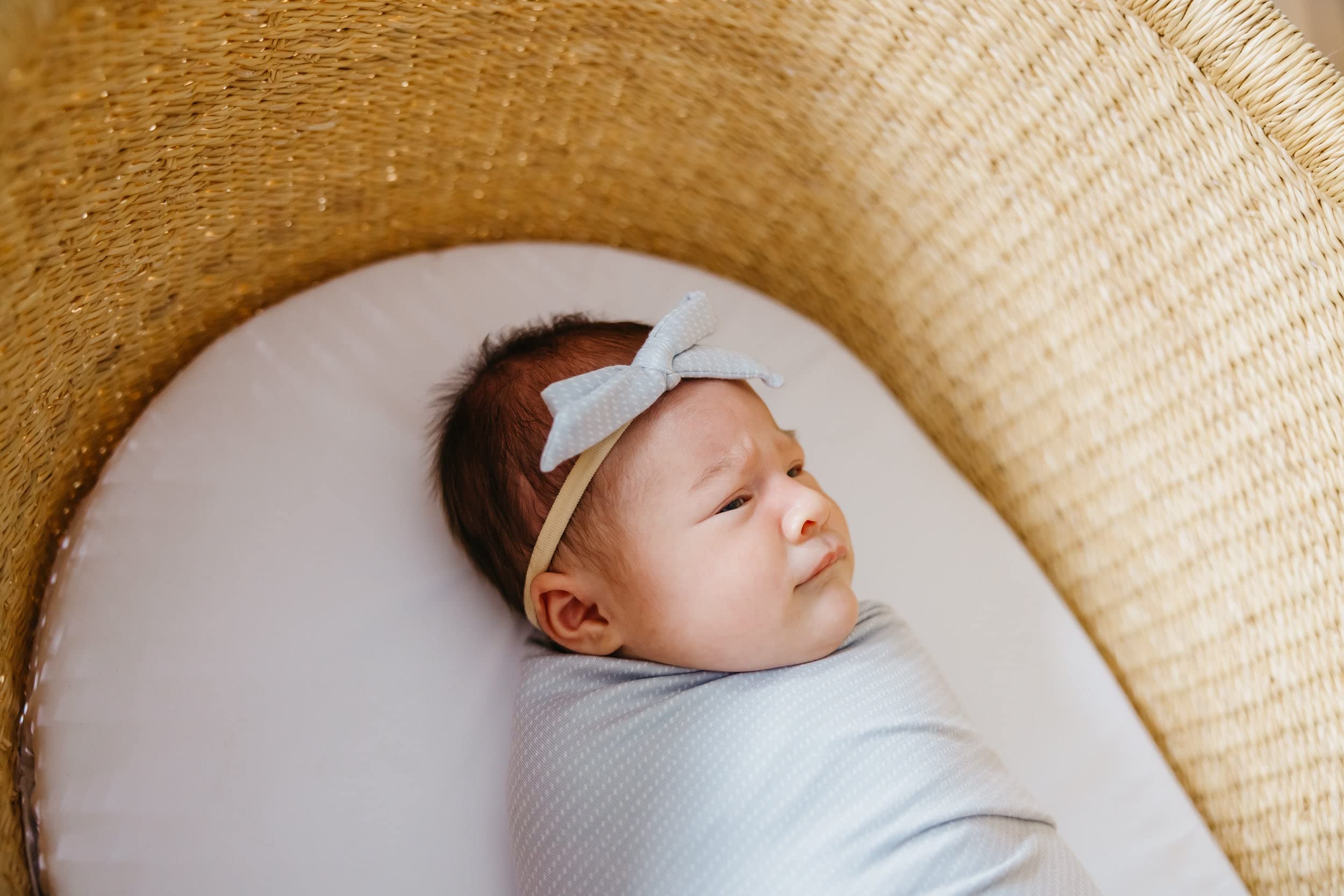 Copper Pearl baby bows fit ages 0-12 months with lasting stretch