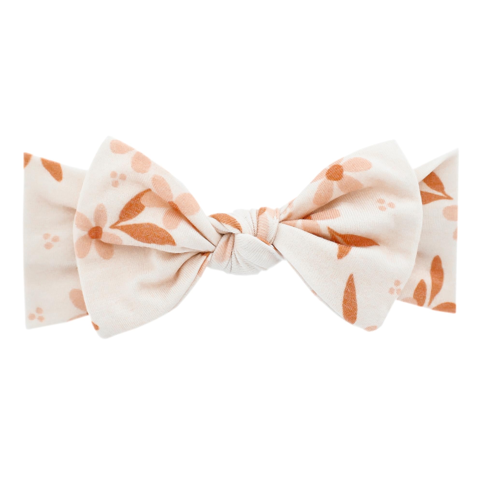 Copper Pearl newborn headband bows with soft stretch for gentle, comfy wear.