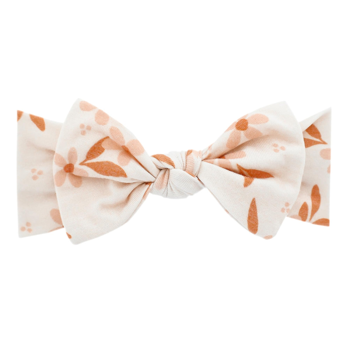 Copper Pearl newborn headband bows with soft stretch for gentle, comfy wear.