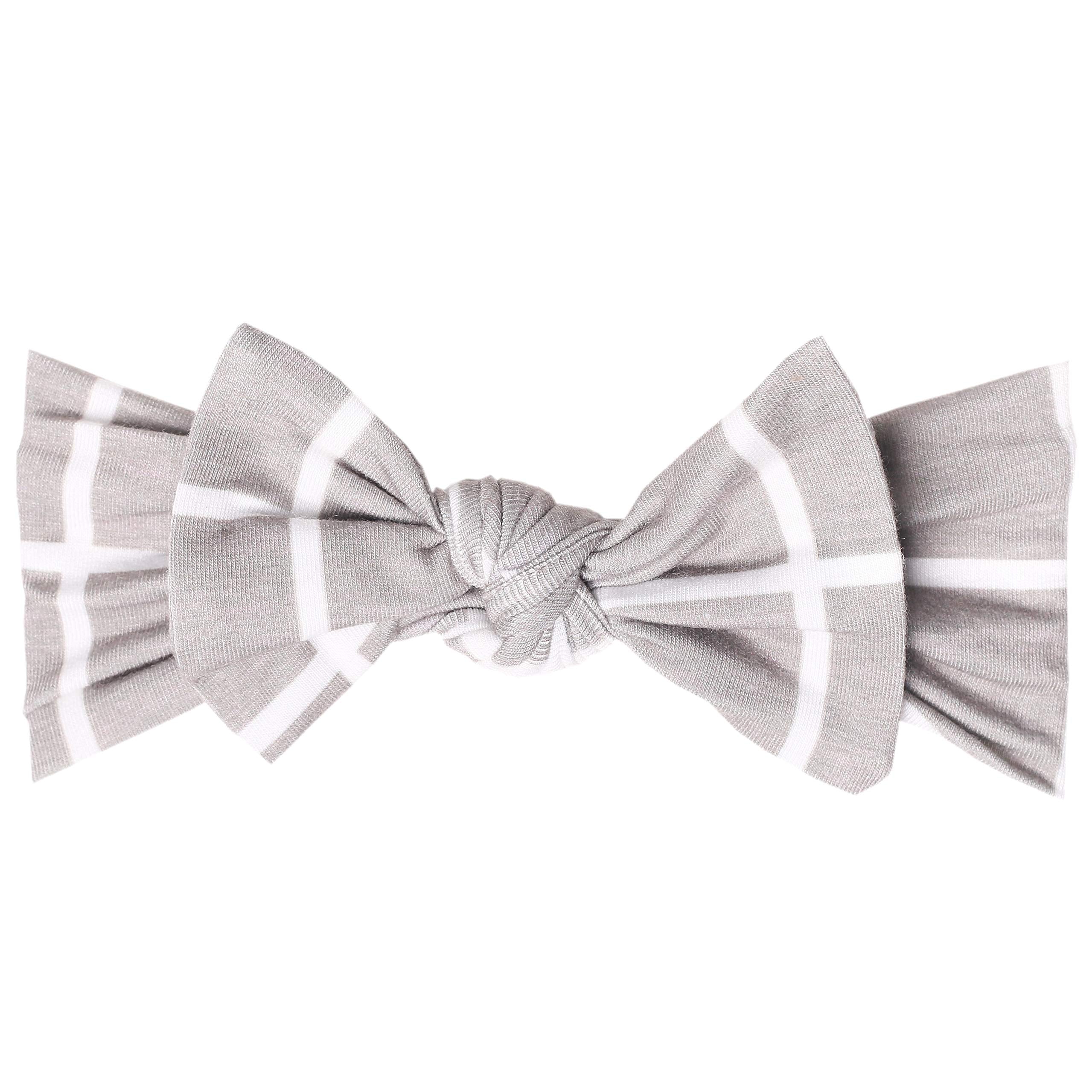 Copper Pearl baby headband bow with ultra-soft knit for everyday wear
