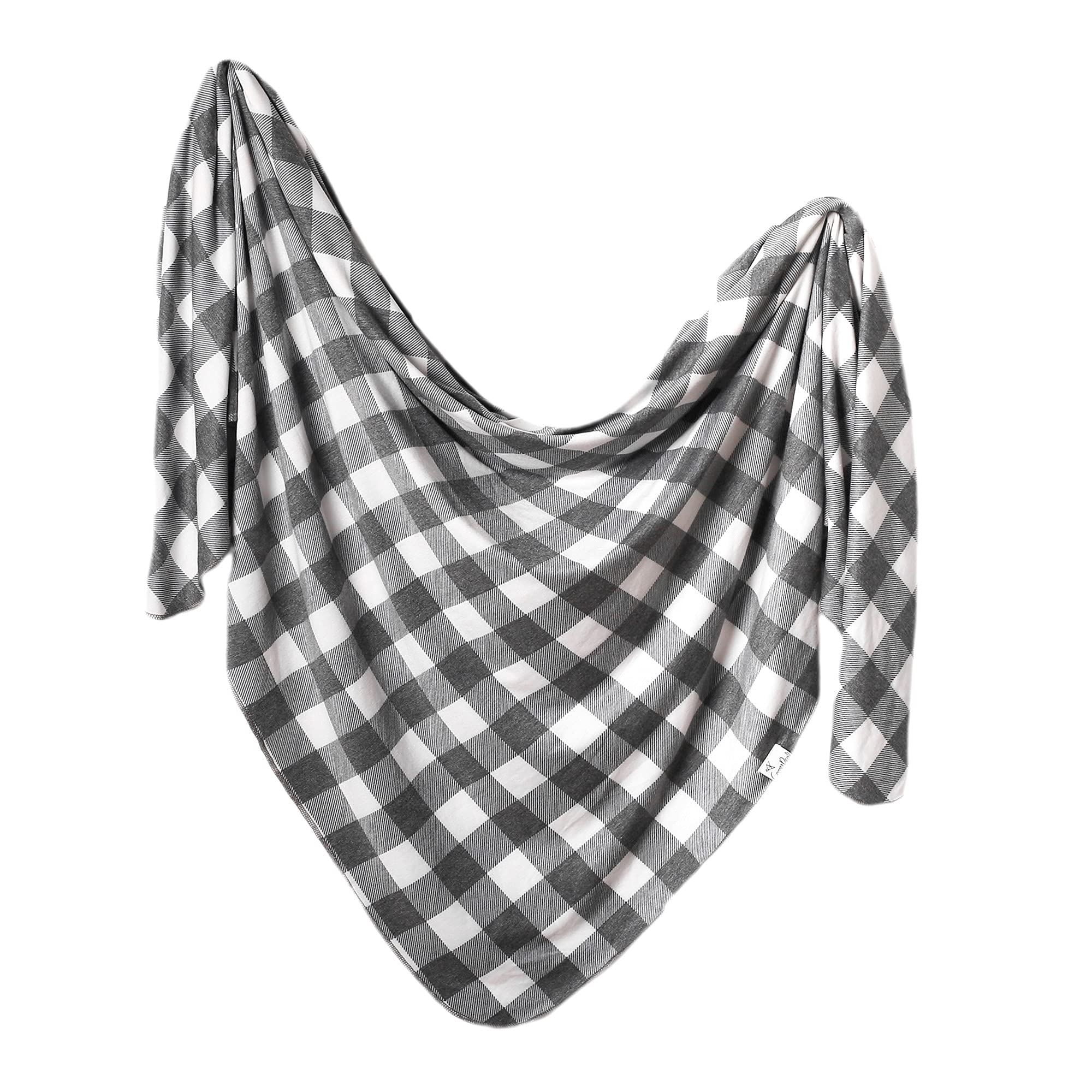 Copper Pearl soft-stretchy-knit swaddle blanket offers cozy newborn comfort.